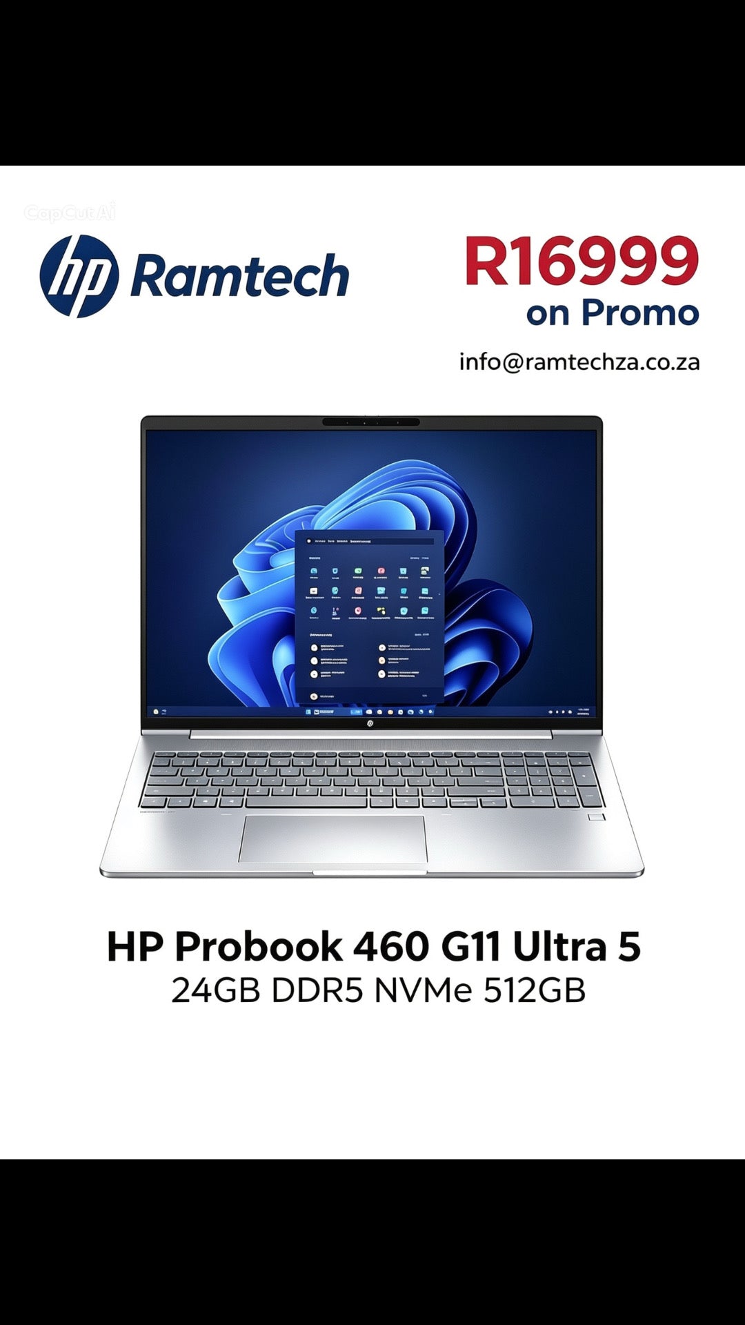 HP ProBook 460 G11 Ultra 5 24GB DDR5 512GB NVMe Laptop WiFi 6E Bluetooth 5.3 Fingerprint HP Tamper Lock Carry In by Ramtech