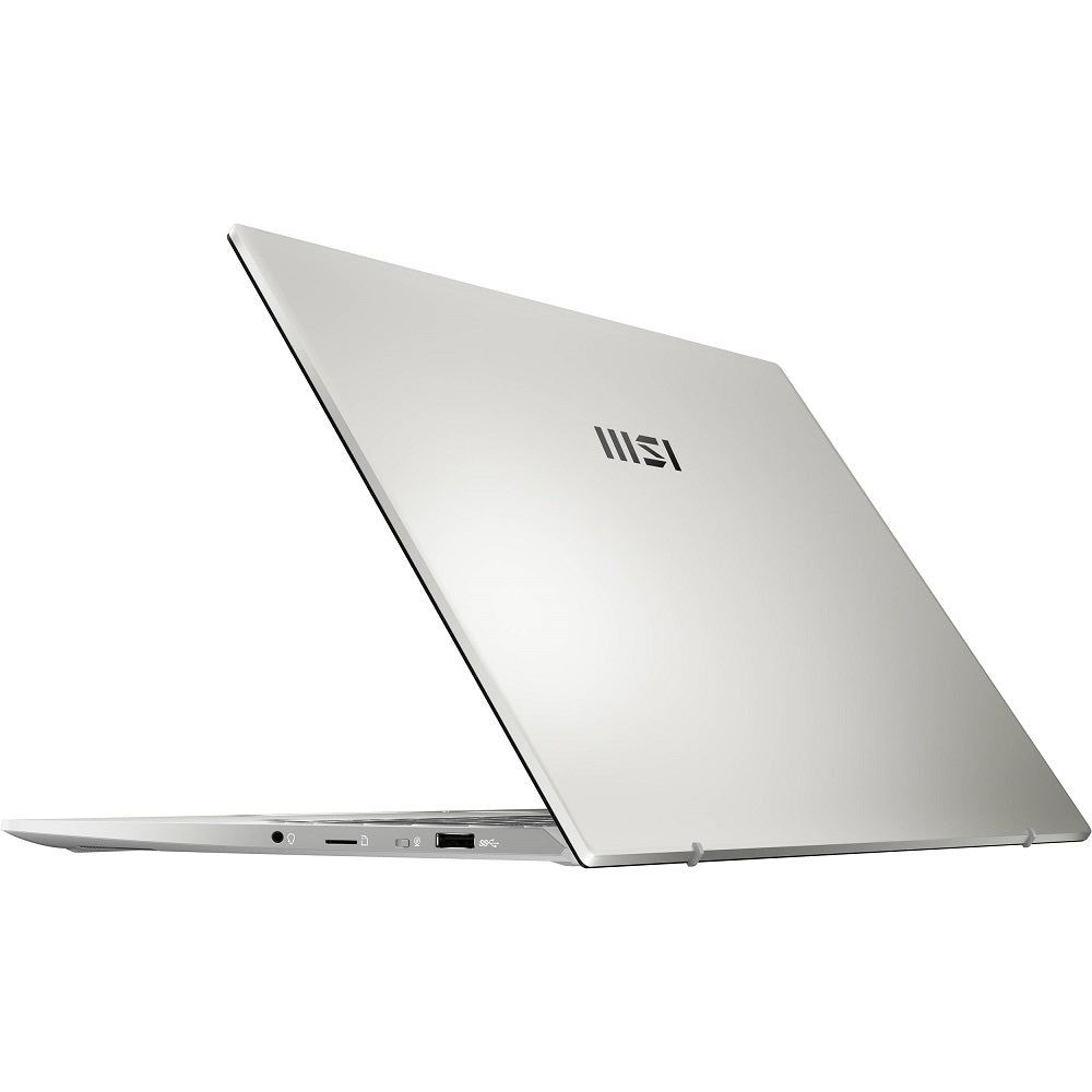 MSI Prestige 14 Evo laptop in silver with slim aluminum chassis