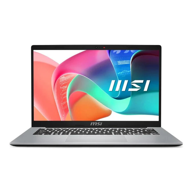 MSI Modern 14 F1MG 438ZA laptop in urban silver with 14-inch FHD display, Intel Core i7, 16GB RAM, 512GB NVMe SSD