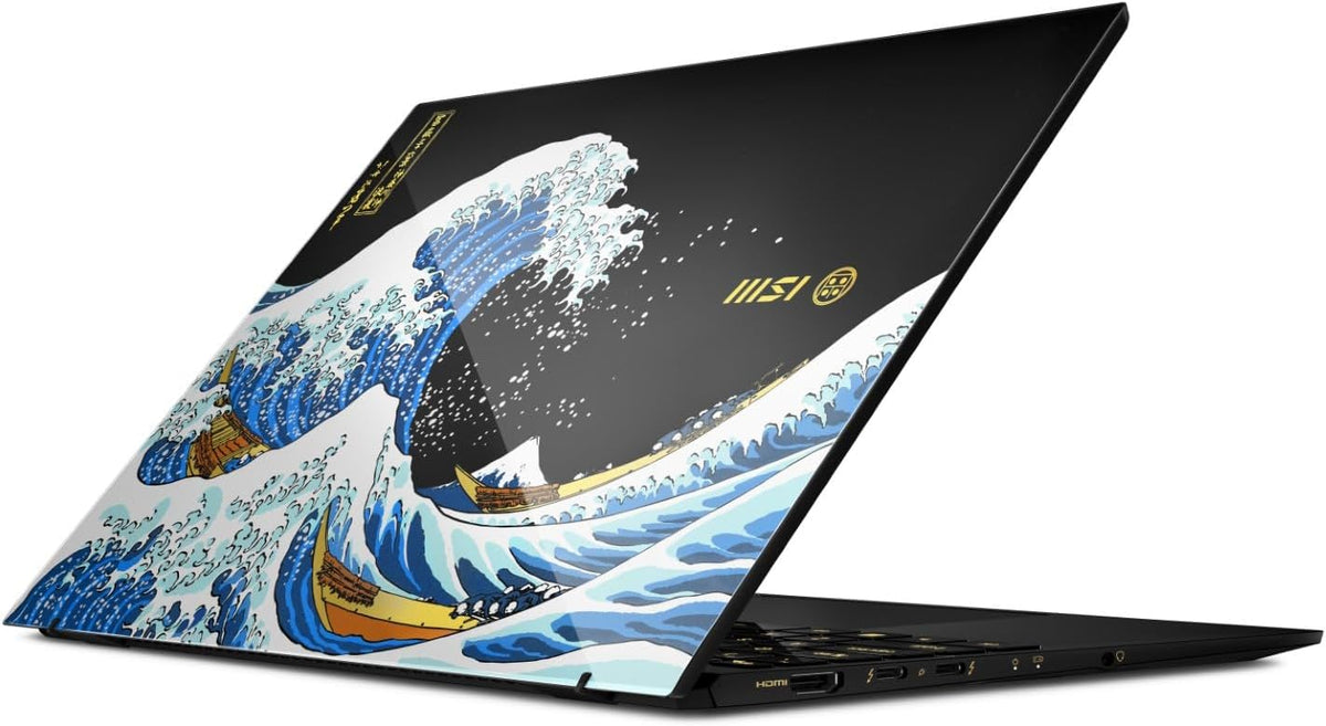 MSI Prestige 13 AI Ukiyoe Edition laptop in black with OLED 13.3-inch display